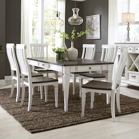 Transitional 7 Piece Rectangular Table Set